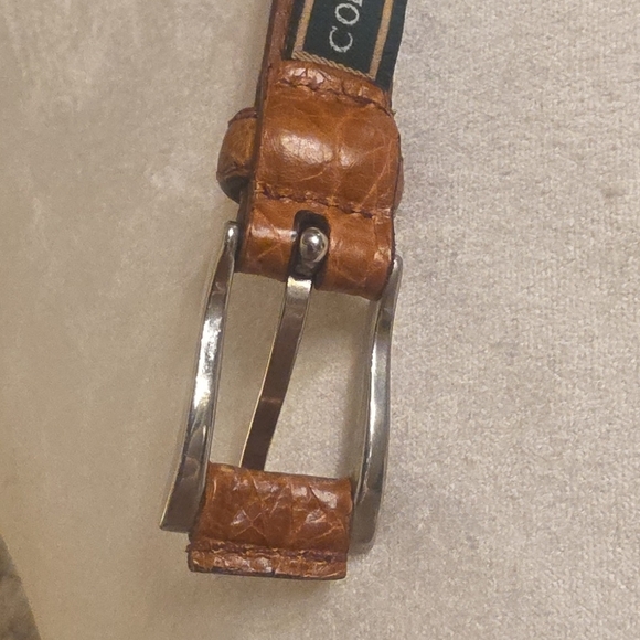 Cole Haan Cognac Brown Leather Belt with Stainless Steel  display picture 2